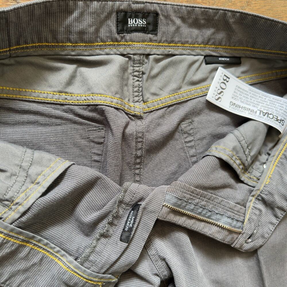 Hugo Boss Maine-10 Regular Fit Grey Micro-Pattern Stretch Pants Mens 36x34 - Picture 6 of 14